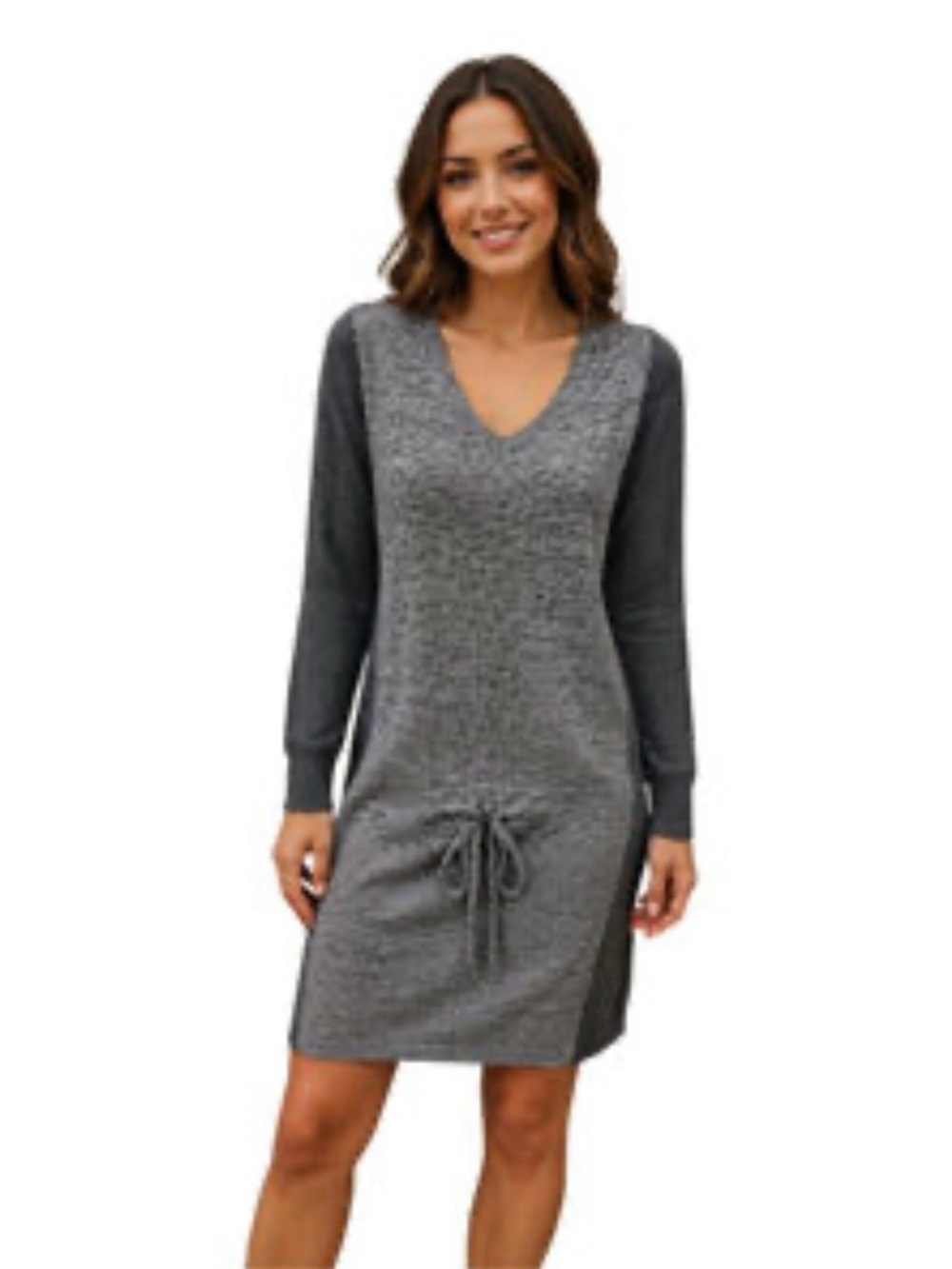 J. Crew Merino Wool Blend Sweater Dress Gray and Black Long Sleeve Casual Cozy L